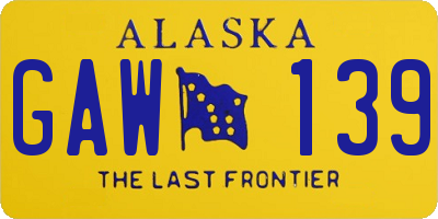 AK license plate GAW139