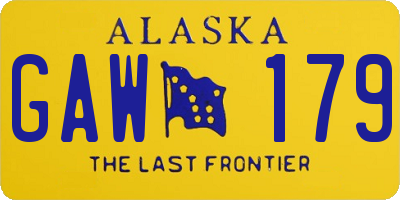 AK license plate GAW179