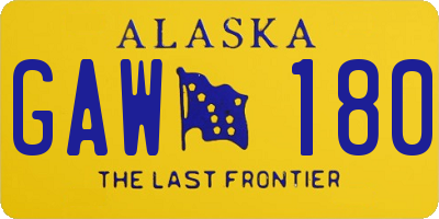 AK license plate GAW180