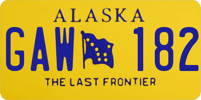 AK license plate GAW182