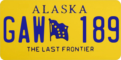 AK license plate GAW189