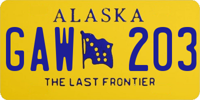 AK license plate GAW203