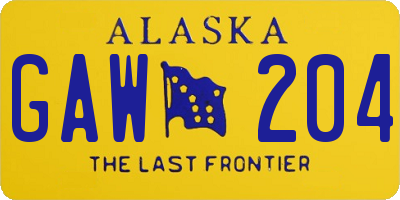 AK license plate GAW204