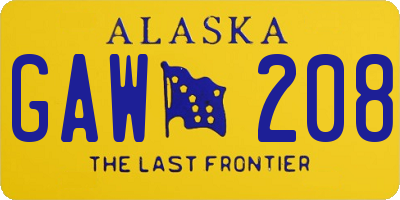 AK license plate GAW208