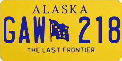 AK license plate GAW218