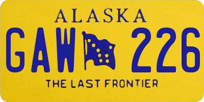 AK license plate GAW226