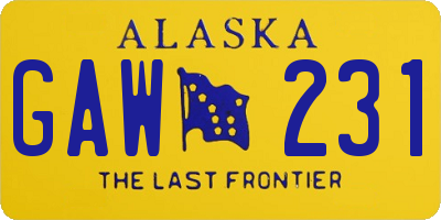 AK license plate GAW231