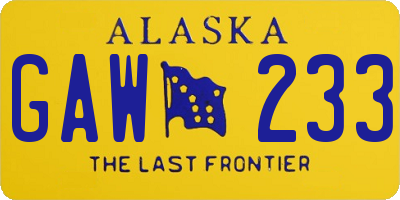 AK license plate GAW233