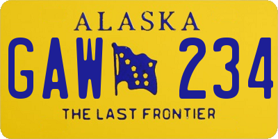 AK license plate GAW234