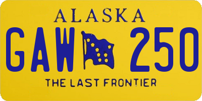 AK license plate GAW250