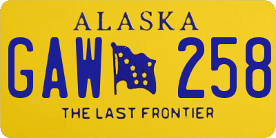 AK license plate GAW258