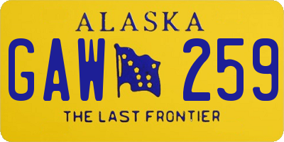 AK license plate GAW259