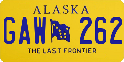 AK license plate GAW262