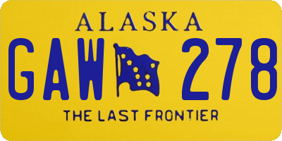 AK license plate GAW278