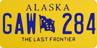 AK license plate GAW284