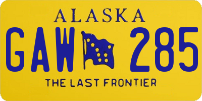AK license plate GAW285