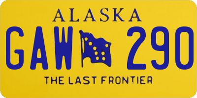 AK license plate GAW290