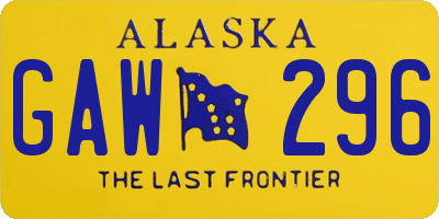 AK license plate GAW296