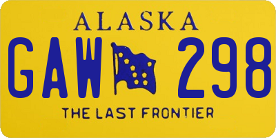 AK license plate GAW298