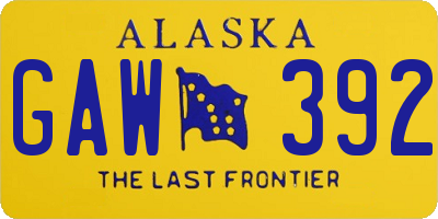 AK license plate GAW392