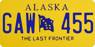 AK license plate GAW455