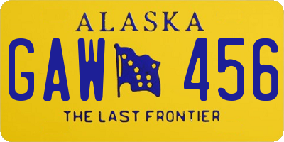 AK license plate GAW456