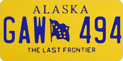 AK license plate GAW494