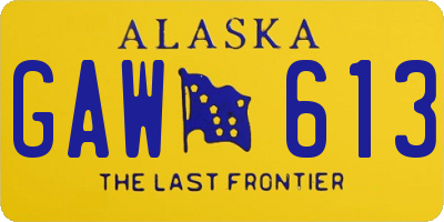 AK license plate GAW613