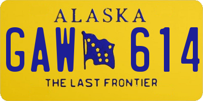 AK license plate GAW614
