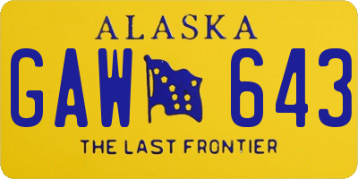 AK license plate GAW643