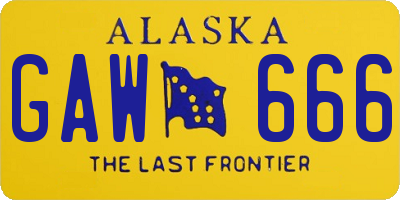 AK license plate GAW666