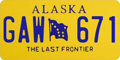 AK license plate GAW671