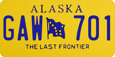 AK license plate GAW701