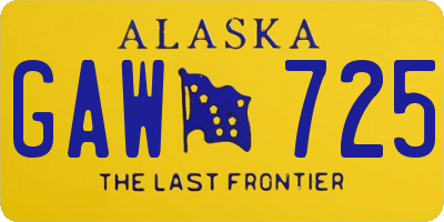 AK license plate GAW725