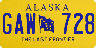AK license plate GAW728