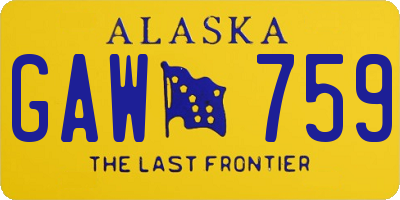 AK license plate GAW759