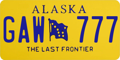 AK license plate GAW777