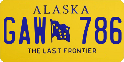 AK license plate GAW786