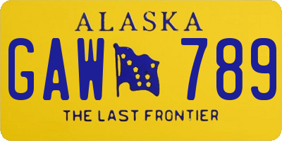 AK license plate GAW789