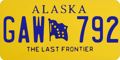 AK license plate GAW792