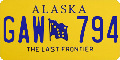 AK license plate GAW794