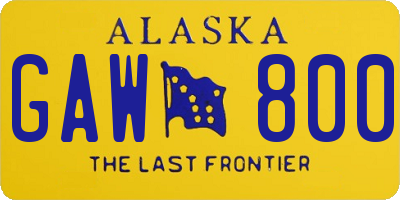 AK license plate GAW800