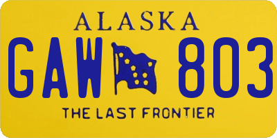 AK license plate GAW803
