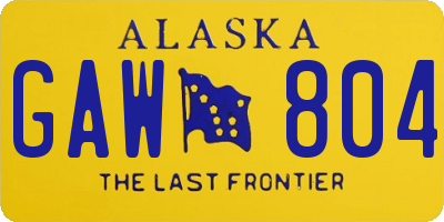 AK license plate GAW804
