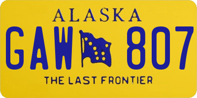 AK license plate GAW807