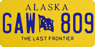 AK license plate GAW809