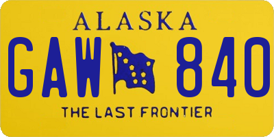 AK license plate GAW840