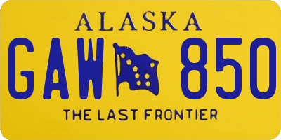 AK license plate GAW850