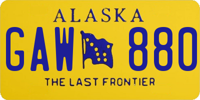 AK license plate GAW880