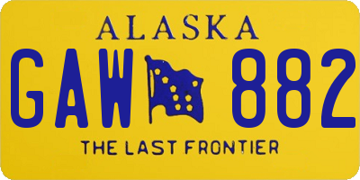 AK license plate GAW882